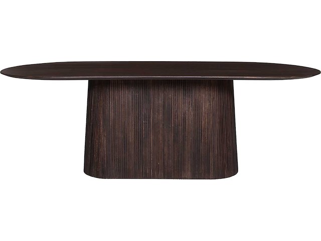 Miguel ovale eettafel 230cm donkerbruin | massief mango hout structuur en bovenblad - afbeelding 2 van  6