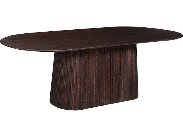 Miguel ovale eettafel 230cm donkerbruin | massief mango hout structuur en bovenblad - afbeelding 3 van  6