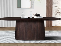 Miguel ovale eettafel 230cm donkerbruin | massief mango hout structuur en bovenblad - afbeelding 1 van  6