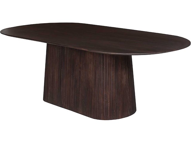 Miguel ovale eettafel 230cm donkerbruin | massief mango hout structuur en bovenblad - afbeelding 4 van  6
