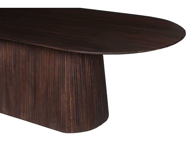 Miguel ovale eettafel 230cm donkerbruin | massief mango hout structuur en bovenblad - afbeelding 5 van  6