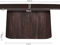 Miguel ovale eettafel 230cm donkerbruin | massief mango hout structuur en bovenblad - afbeelding 6 van  6