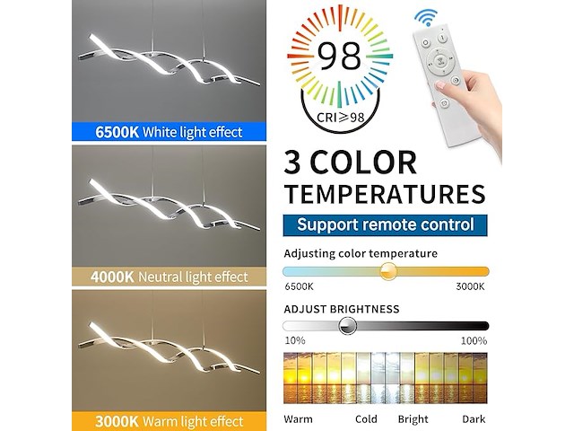 Mikeru led-hanglampen, 120 cm - afbeelding 4 van  5