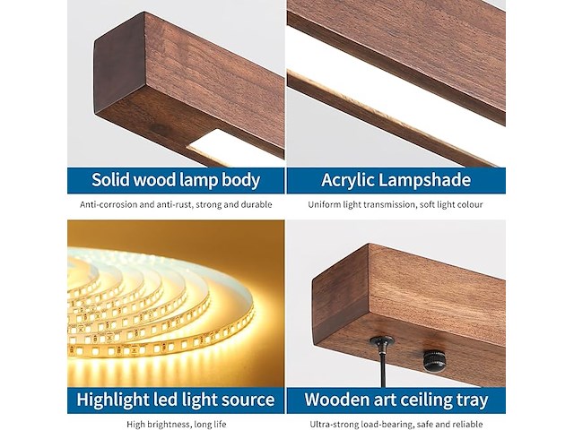 Mikeru walnoot led hanglamp (120 cm) - afbeelding 6 van  6