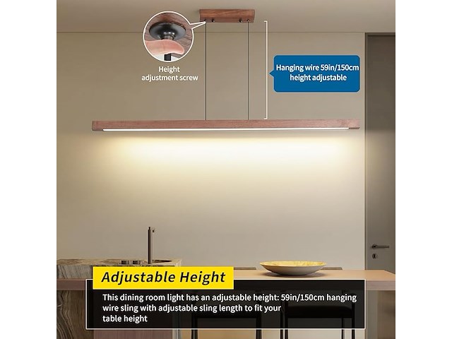 Mikeru walnoot led hanglamp (150 cm) - afbeelding 3 van  6