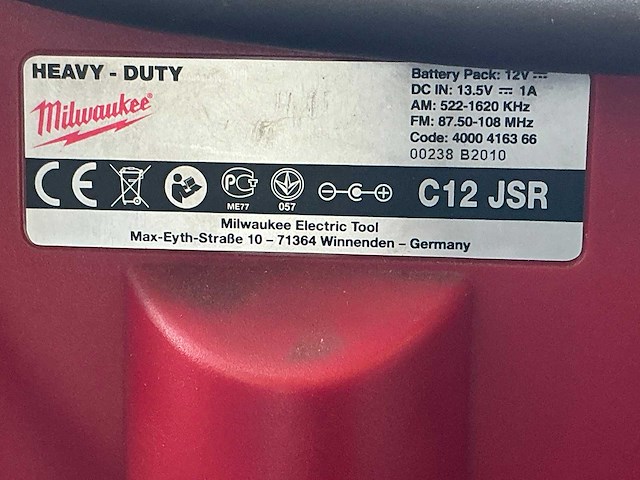 Milwaukee c12 jsr werfradio - afbeelding 4 van  4
