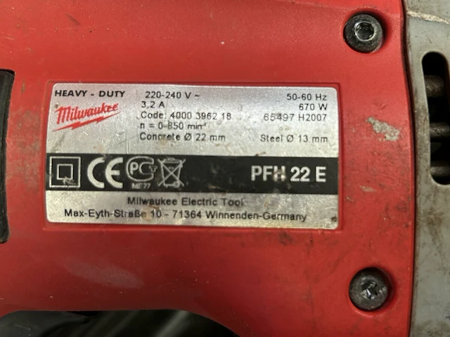 Milwaukee electrische klopboormachine - afbeelding 3 van  3