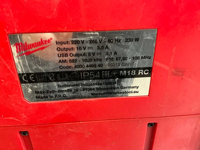 Milwaukee m18rc werfradio - afbeelding 5 van  5