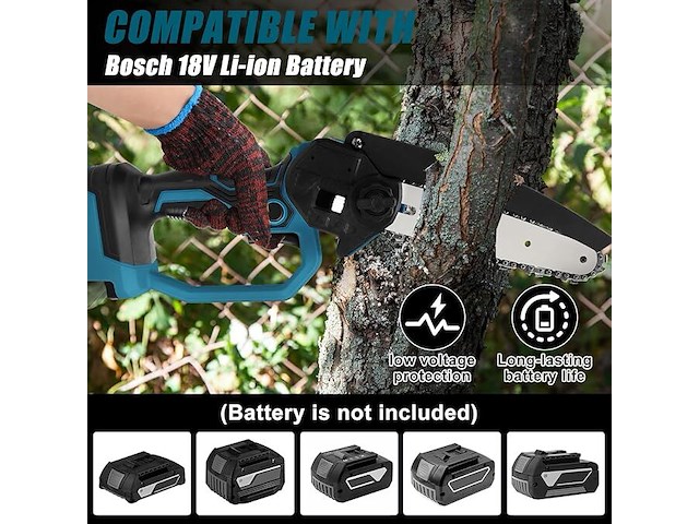 Mini accu kettingzaag voor bosch 18v batterij - afbeelding 2 van  2
