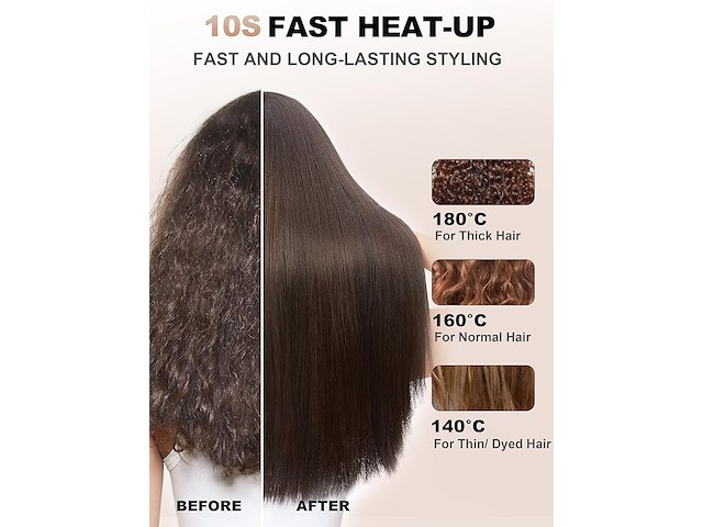 Mini stijltangborstel, keramische stijltang en haarborstel, 2-in-1 - afbeelding 4 van  5