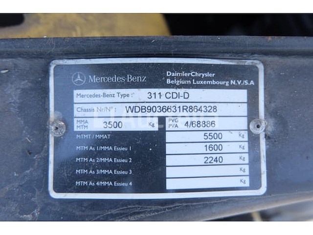 Minibus mercedes-benz sprinter 311 cdi (2006-165,695 km-vin:wdb90366331r864328) - afbeelding 60 van  79