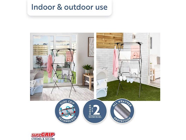 Minky premium sure grip 3-lags roestvrijstalen wasdroger grijs roestvrij staal standaardmaat - afbeelding 7 van  9
