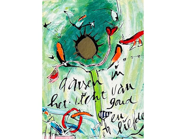 Miriam slaats - dansen in het licht van goud en liefde - kleurenzeefdruk - afbeelding 1 van  8