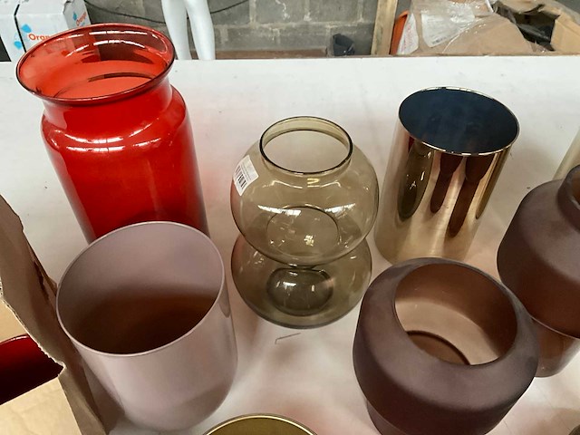 Mix kavel diverse glaswerk o.a. vazen en waxinelichthouders - afbeelding 5 van  11