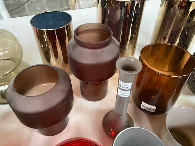 Mix kavel diverse glaswerk o.a. vazen en waxinelichthouders - afbeelding 6 van  11