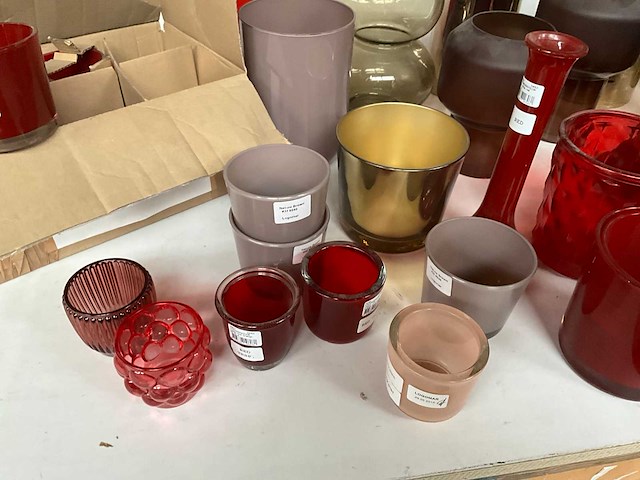 Mix kavel diverse glaswerk o.a. vazen en waxinelichthouders - afbeelding 10 van  11