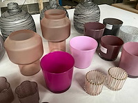 Mix kavel diverse glaswerk o.a. vazen en waxinelichthouders - afbeelding 8 van  11