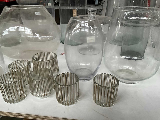 Mix kavel diverse glaswerk o.a. vazen en waxinelichthouders - afbeelding 7 van  11