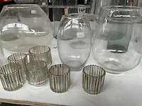 Mix kavel diverse glaswerk o.a. vazen en waxinelichthouders - afbeelding 7 van  11