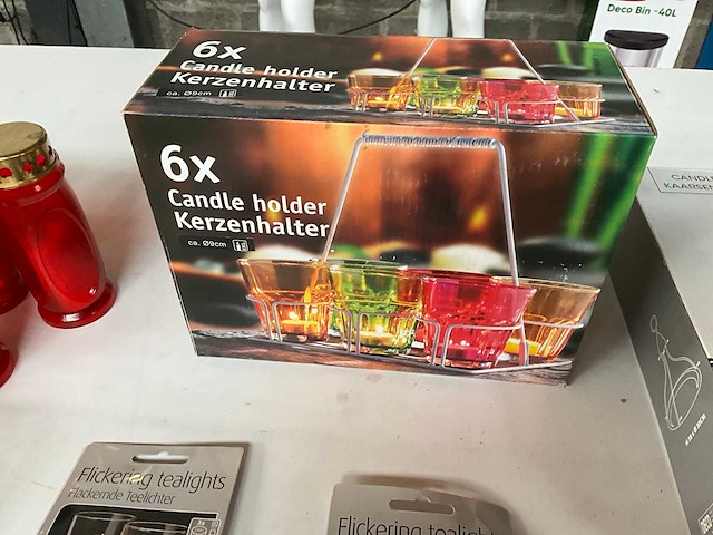 Mix kavel waxine licht houders en kaarsjes - afbeelding 2 van  13