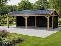 Mix van overkappingen, hekwerk, houten tuinmeubels, speeltoestellen, e.a. - lummen