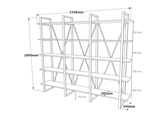 Ml4 boekenplank | 100% melamine | atlantisch grenen - afbeelding 5 van  6