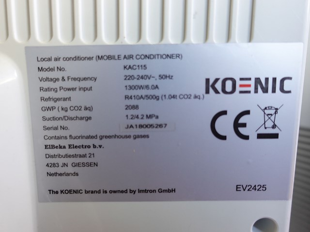 Mobiele airco koenic - afbeelding 5 van  5