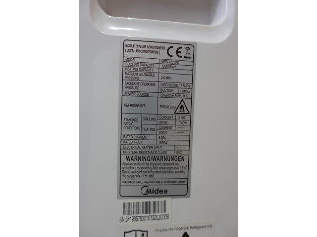 Mobiele airco midea - afbeelding 5 van  5