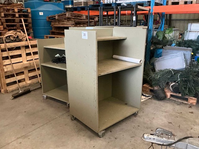 Mobiele houten werk-/opbergwagen (4x) - afbeelding 1 van  4