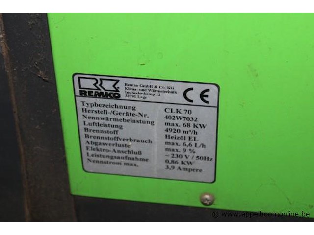 Mobiele oliegestookte heteluchtverwarmer remko, clk70 - afbeelding 3 van  5