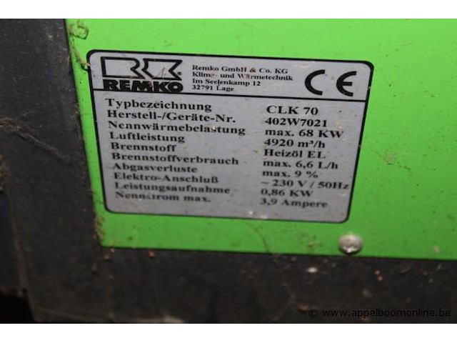 Mobiele oliegestookte heteluchtverwarmer remko, clk70 - afbeelding 3 van  5