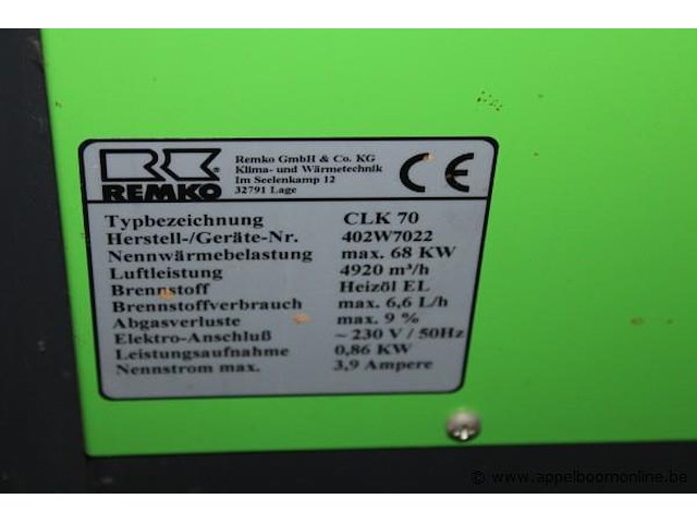 Mobiele oliegestookte heteluchtverwarmer remko, clk70 - afbeelding 4 van  5