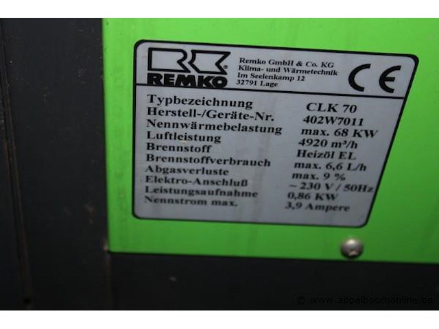 Mobiele oliegestookte heteluchtverwarmer remko, clk70 - afbeelding 4 van  5