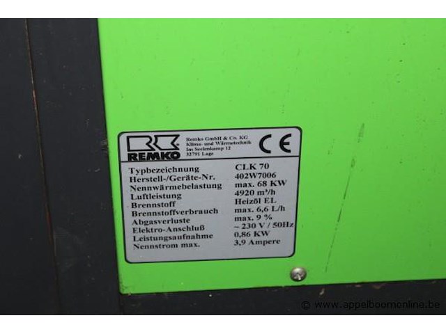 Mobiele oliegestookte heteluchtverwarmer remko, clk70 - afbeelding 2 van  4