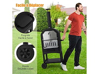 Mobiele pizzaoven 162 cm ijzer met thermometer en schoorsteen pizzaovens met 2 wielen en waterdichte deksel ergonomisch handvat - afbeelding 2 van  11