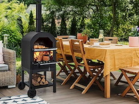 Mobiele pizzaoven 162 cm ijzer met thermometer en schoorsteen pizzaovens met 2 wielen en waterdichte deksel ergonomisch handvat - afbeelding 1 van  11