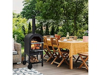 Mobiele pizzaoven 162 cm ijzer met thermometer en schoorsteen pizzaovens met 2 wielen en waterdichte deksel ergonomisch handvat - afbeelding 4 van  11