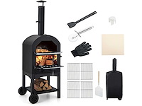 Mobiele pizzaoven 162 cm ijzer met thermometer en schoorsteen pizzaovens met 2 wielen en waterdichte deksel ergonomisch handvat - afbeelding 5 van  11