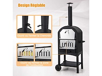 Mobiele pizzaoven 162 cm ijzer met thermometer en schoorsteen pizzaovens met 2 wielen en waterdichte deksel ergonomisch handvat - afbeelding 8 van  11