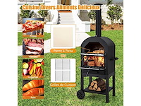 Mobiele pizzaoven 162 cm ijzer met thermometer en schoorsteen pizzaovens met 2 wielen en waterdichte deksel ergonomisch handvat - afbeelding 11 van  11