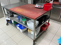 Mobiele rvs werktafel - afbeelding 1 van  5