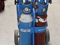 Mobiele snijbrander, air liquide, oxyflam, met zuurstof- en acetyleenflessen