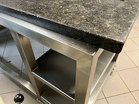 Mobiele werktafel - rvs met massief arduinen blad (2x) - afbeelding 3 van  13