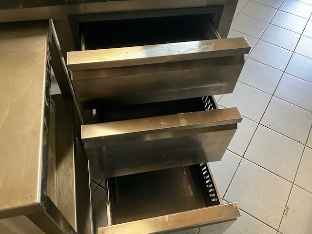 Mobiele werktafel - rvs met massief arduinen blad (2x) - afbeelding 7 van  13