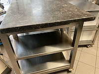 Mobiele werktafel - rvs met massief arduinen blad (2x) - afbeelding 13 van  13