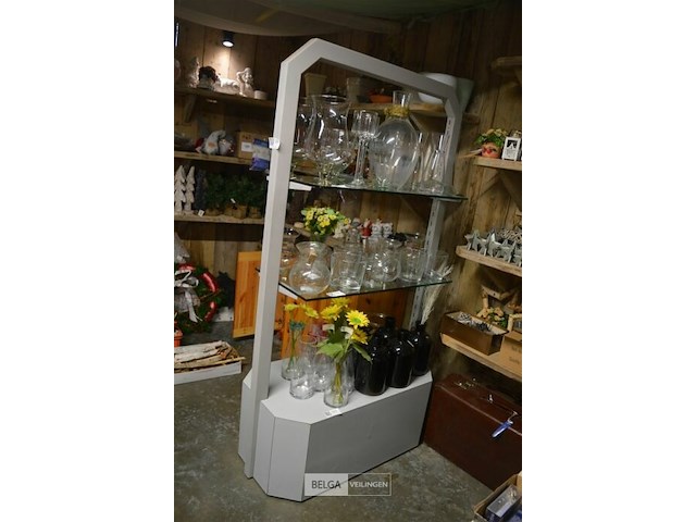 Mobile rek met 2 glazen leggers 180x85 cm - afbeelding 2 van  3