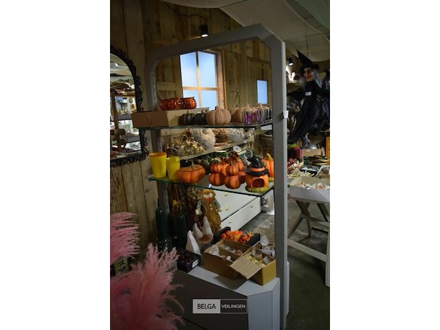 Mobile rek met 2 glazen leggers 180x85 cm - afbeelding 1 van  4