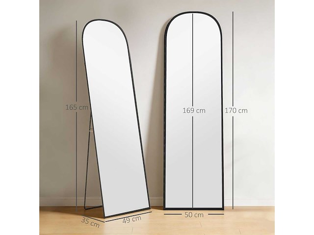 Moderne boogspiegel, 50 x 170 cm - zwart - afbeelding 2 van  4