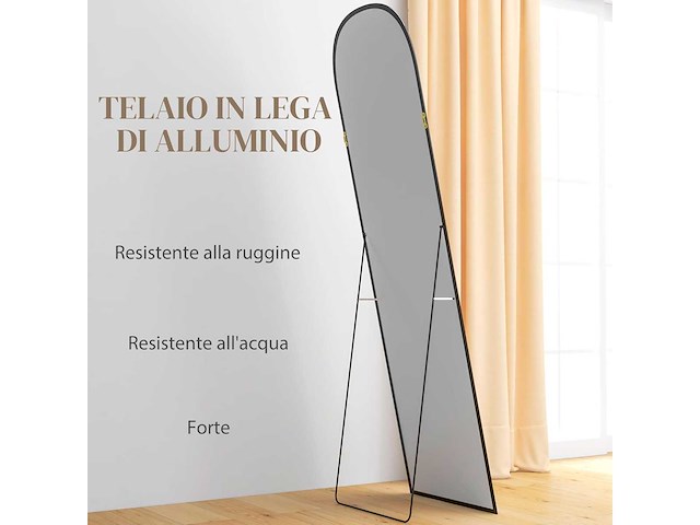 Moderne boogspiegel, 50 x 170 cm - zwart - afbeelding 3 van  4