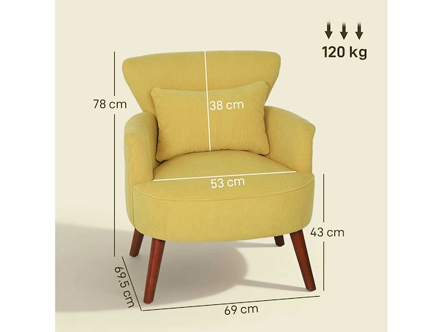 Moderne gestoffeerde fauteuil met lendenkussen - afbeelding 4 van  7